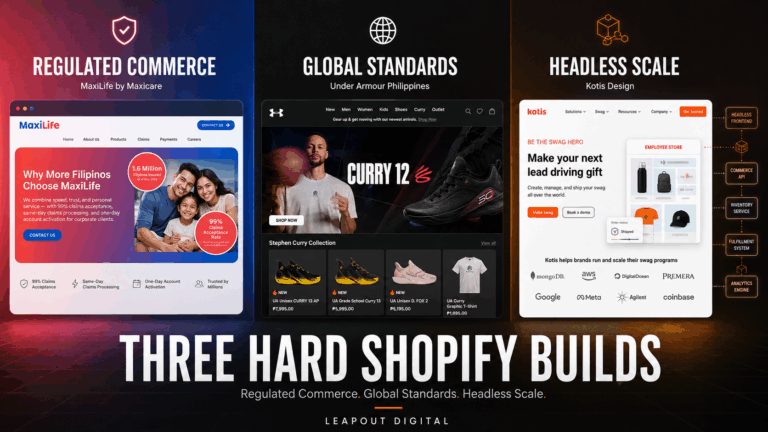 Headless Shopify development in the Philippines showcasing enterprise eCommerce solutions, custom integrations, and scalable storefronts by LeapOut Digital